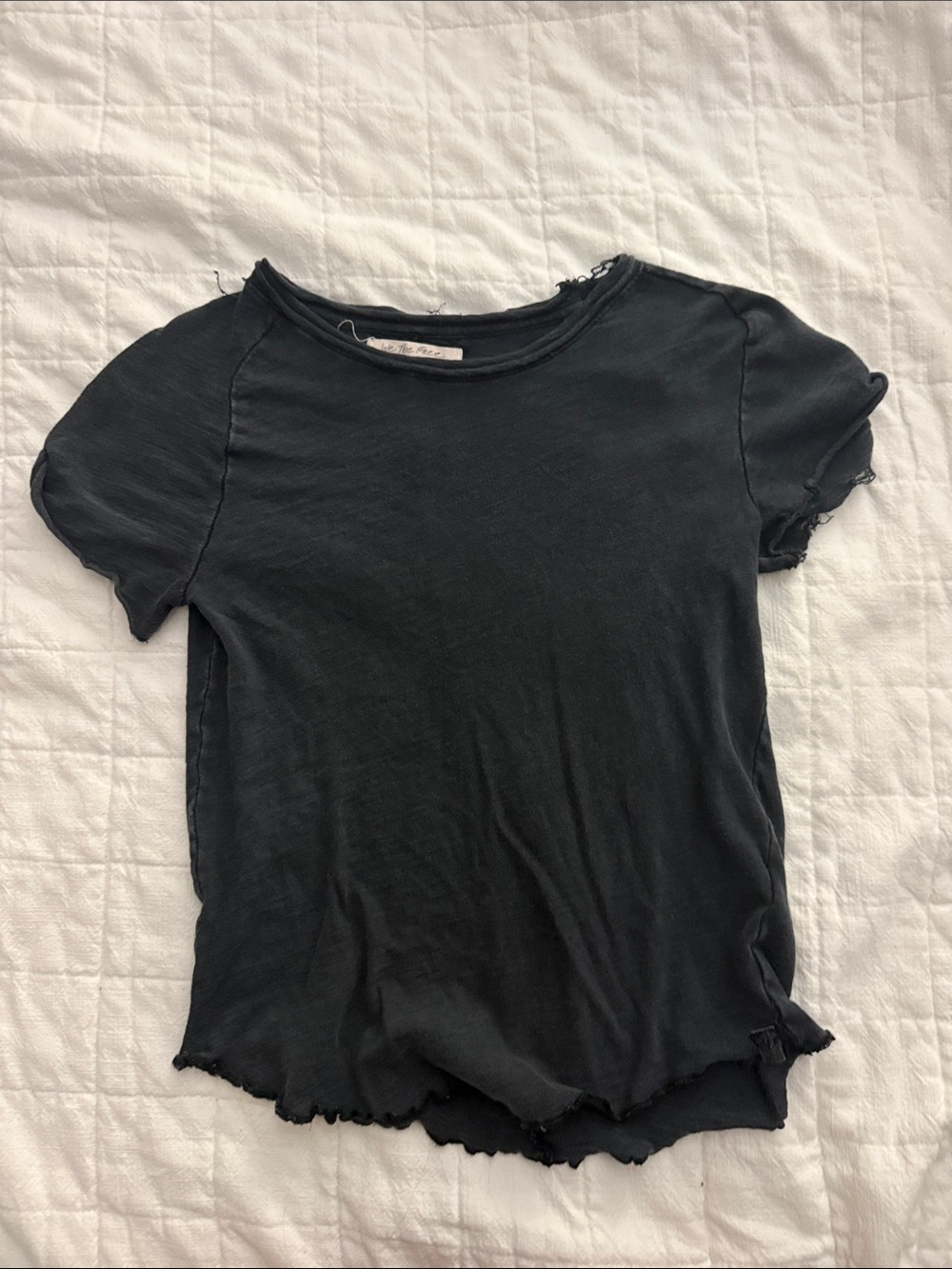 Free People Black Washed Short Sleeve Tee